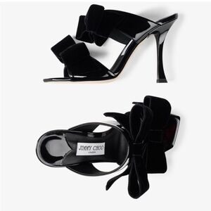 Jimmy Choo Flaca 100mm Velvet Bow Heels
